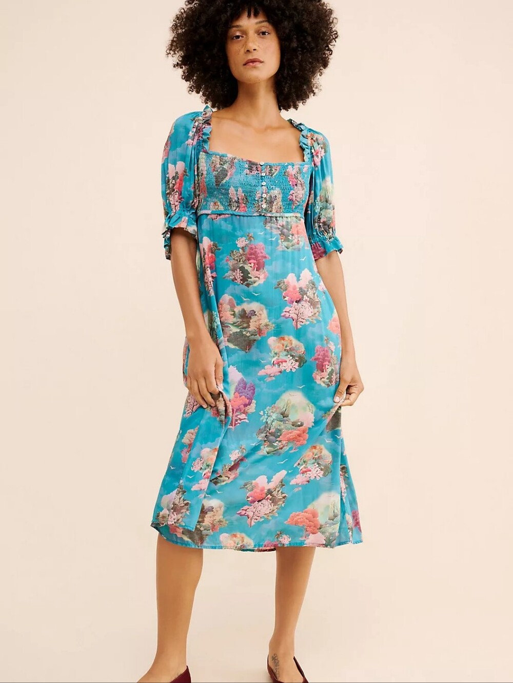 Anthropologie Puff Sleeve Midi Dress